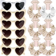 Clcnsusilk Satin Bridesmaid Scrunchies Bachelorette Hair Ties Set of 6 sunglasses Bridal Shower No D