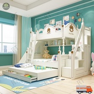 【Free Shipping】 RT Bed Frame Bunk Frame Small Apartment Kids Bunk Bed With Pull Out Storage Bed Stor