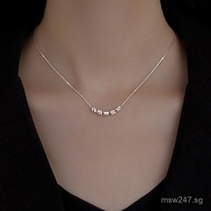 999Necklace2025Sense of Design]Clavicle Chain Light Luxury[New Niche Pure Silver Lucky Bead for Wome