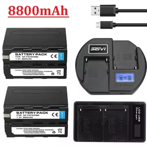 8800mAh NP-F960 NP-F970 NP F960 NP F970 Battery + Dual Charger for Sony CCD-RV100 DCR-SC100 SC55 SC6