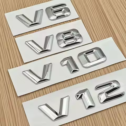 3D ABS Chrome Letters V6 V8 V10 V12 Car Rear Trunk Sticker Fender Badge Emblem for Mercedes W205 W20