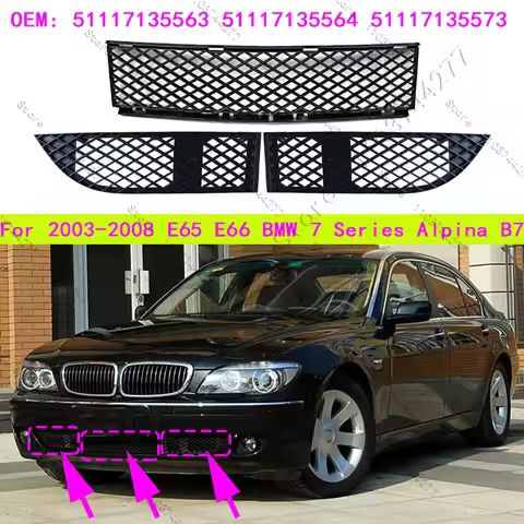 For 2006-2008 E65 E66 BMW 750i 750Li 760i 760Li Alpina B7 Front Bumper Grill Grilles Mesh 5111713556