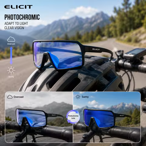 ELICIT Photochromic Cycling Glasses UV400 Sports Sunglasses Men Bike Goggles Women Running Shades Fo