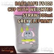 Baby Safe FS405 Cup With Weighted Straw 300ml Grey Elephant Gelas Botol Susu Anak Bayi Balita Abu Mo