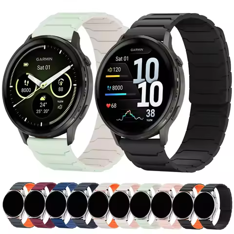 20 22mm Magnetic Strap For Garmin Venu 4 45mm 3 2 Sq Silicone Loop Band Forerunner 570 265 255 Vivoa