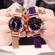 Women Waterproof Magnetic Starry Roman Numbers Analog Quartz Wrist Watch Jewelry Watches