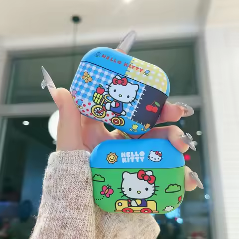 Cute Riding Hello Kitty Frosted Earphone Case For Airpods Por 3 Pro 2 Pro Airpods 1 2 3 4 Soft Tpu P