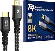 P4 8K HDMI 2.1 Certified 48Gbps 6.6FT, Ultra High Speed HDMI Braided Cord, 8K@60Hz 4K@120Hz, eARC, HDCP 2.2&amp;2.3, HDR10+, Atmos, Compatible with Apple TV, Roku, Netflix, Sony PS 5-Alloy Case