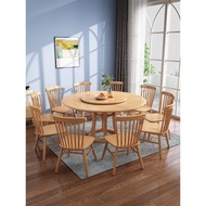 Round Table Nordic Solid Wood Round Dining Table Household Log Style Simple Dining Table Chair Combi