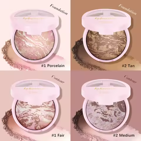 Baked Powder Foundation Oil Control Setting Makeup Pressed Powder Cake Bronzer Glow Face Contouring 