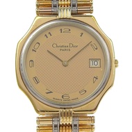 二手 Christian Dior Dior 日期顯示腕錶 45.15.01 鍍金石英模擬顯示金色錶盤男士腕錶