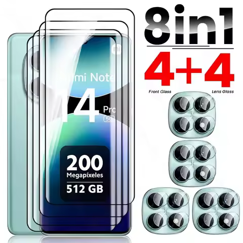Note14Pro 5G 4G Case 8To1 9D Tempered Glass Curved Screen Protector For Redmi Note14 Note15 Pro Note