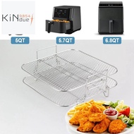 Stainless Steel Air Fryer Pot Double Layer Rack Roasting Rack Versatile Square Roasting Grill Air Fr