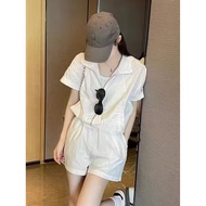 Short Sets for Women 2 Pieces Tracksuit With Jacket Sun Protection Black Woman Shorts Chic and Elega