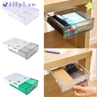 LILY Drawer Storage Box, No-Punch Hidden Under Desk Drawer,  Miscellaneous Storage Undertable Drawer Tray Drawer Organizer Dormitory