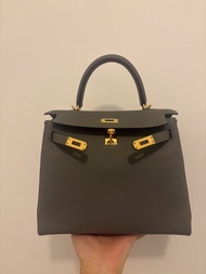 Hermes Kelly 25 Swift 積雨雲灰金扣