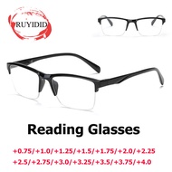 Semi-rimless  Reading Glass Classic Durable Rectangular Clear Lenses  Presbyopic Eyeglasses  For Mal