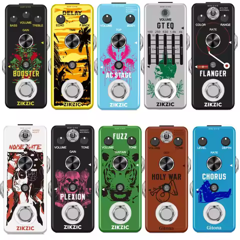 ZIKZIC Guitar Pedals Noise Gate Flanger Equalizer Delay Acoustic Plexion Overdrive Gitona Chorus Met