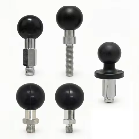 Aluminum 25mm Ball Head Adapter M6 M8 M10 X 1.25" Threaded Post Bolt Motorcycle Phone Holder RAM Mou