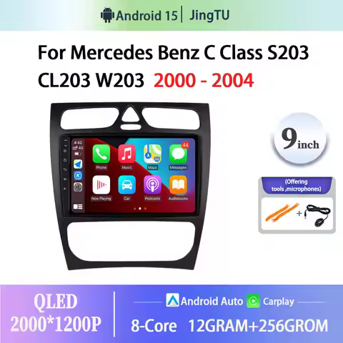 9“ Wireless Carplay Android Auto Car Radio For Mercedes Benz C Class S203 CL203 W203 2000 - 2004 aut