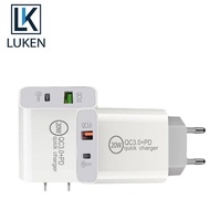 LUKEN PD QC3.0 Fast Charger Charging Travel Adapter Type C USB C Dual Port 20W Charger for Apple And