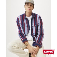 Levis 男款 寬鬆版牛仔襯衫 / 精工條紋拼接工藝 / 三色拼接 熱賣單品