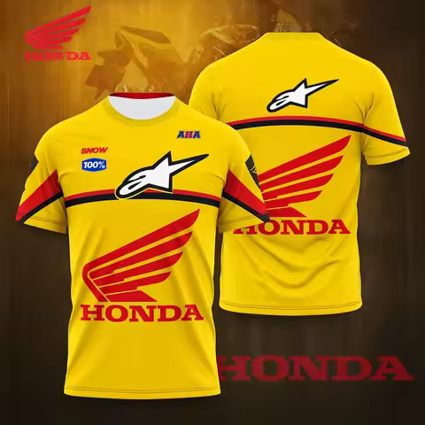 Summer Honda Men's T-Shirt Short Sleeve Vintage Style Quick-Dry Jersey Sports Motorcycle Racing Car