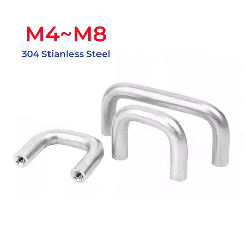 M4~M8 304 Stainless Steel Innerl Thread U-Shaped Double Curved Handle Modern Cabinet Door Handles No