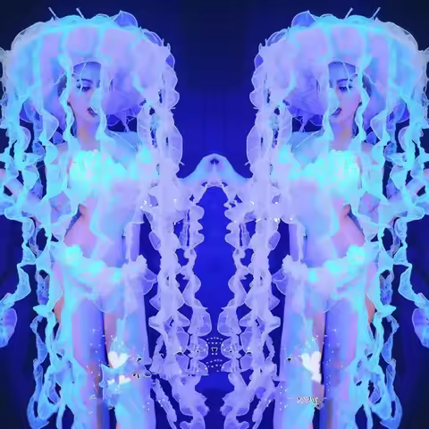 Bar ds new jellyfish hat luminous headdress led lighting party dance team gogo stage show performanc
