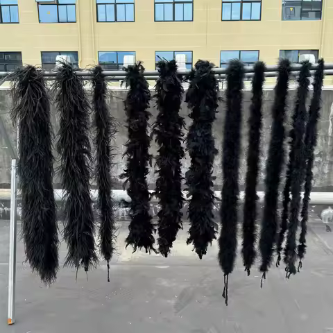 2Yards Fluffy Black Ostrich Feather Boa Scarf Natural Marabou Turkey Feather Ribbon Carnival Clothin