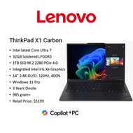 [Free Office H&B 2024+2.8K OLED+U7+32GB] ThinkPad X1 Carbon Gen Laptop|14" FHD+|U7|32GB|Win11Pro|3Yr