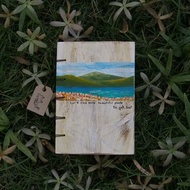 Wooden vintage notebook Acrylic paint . Notebook Handmade Diary 筆記本 journal