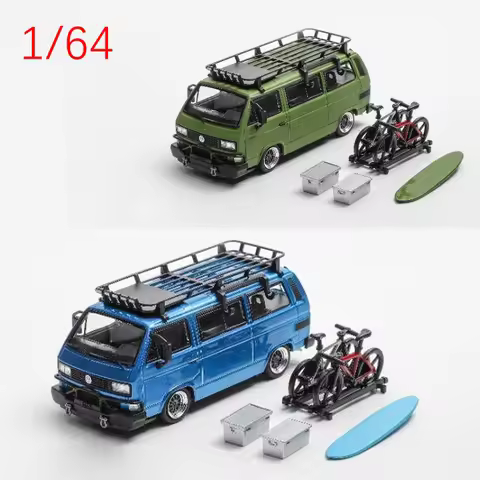 Diecast 1/64 Scale Model Ca Volkswagen T3 Alloy Car Model VW T3 Play Vehicles Accessory Bag Toys for