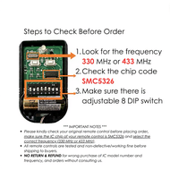 AUTOGATE REMOTE CONTROL KEY 8 DIP SWITCH 330 MHZ / 433 MHZ