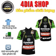 "áo thời trang thun lạnh tay ngắn cổ bẻ nam và nữ in team xe KAWASAKI form chuẩn đẹp giá rẻ""