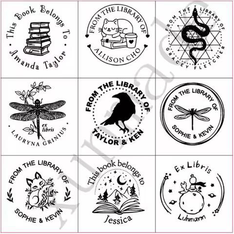 Personalized Ex Libris Stamp Custom photosensitive cat ink stamp for EXLIBRIS book Self Inking for i