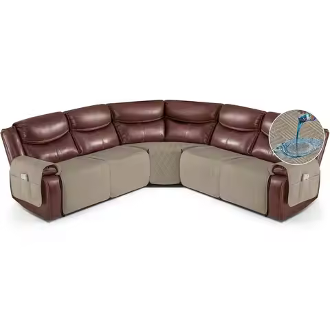Waterproof Recliner Sectional Couch Cover, Oversized Reclining Sofa Slipcover, L-Shape Couch Cover, 