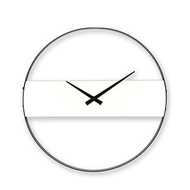 鐵製設計時鐘 簡約白橡 40cm 黑色烤漆 台製機芯 鐵藝鐘