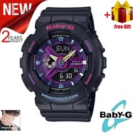 (2-year warranty) jam tangan perempuan 100% Original Baby G BA-110 Woman Resin watch strap Girl Ladi