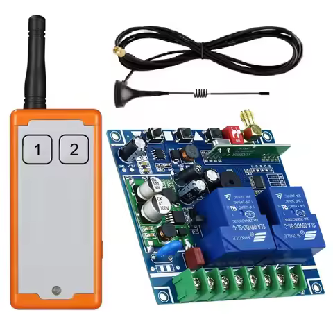 2000m 433Mhz DC 12V 24V 36V 48V 30A Relay 2CH RF Wireless Remote Control Receiver USE AAA Battery Tr