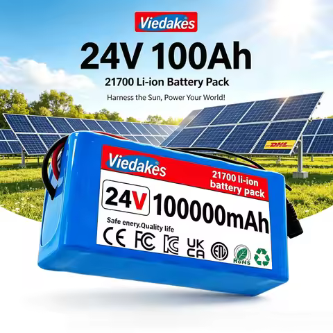 🔋24V 60Ah 21700 Lithium Battery with BMS, Free Charger for Electric Scooter & 24V Household Devices