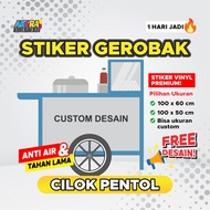 Stiker Gerobak Cilok Isi Bakso Ikan Cimol - Ukuran 100 x 50 cm & 100 x 60 cm