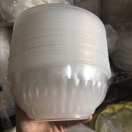 Lot of 50 disposable clear plastic bowls without lids, diameter 16.5cm x6cm
