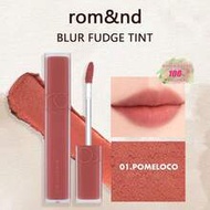 BLUR FUDGE TINT 01 Grapefruit 0.17oz, Romand Liquid Lipstick, Lip Tint, Matte Lip Gloss, Creamy Text