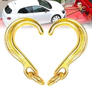 KITUYOTO J Hook 8 Inch 2 Pack | Towing J Hooks | Short Tow Hook on Coupling Link | Yellow Zinc Plate