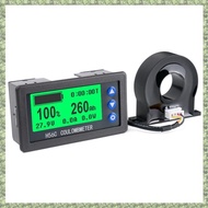 (K T) DC9-100V LCD Digital Hall Coulomb Meter Ammeter Voltmeter 50A Voltage Current Meter Battery In