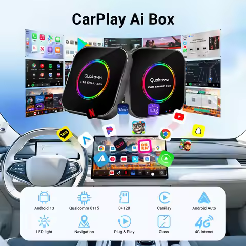 CarPlay Ai Box Android 13 Magic CarPlay Stream Video Box Built in High Performance Qualcomm Octa Cor