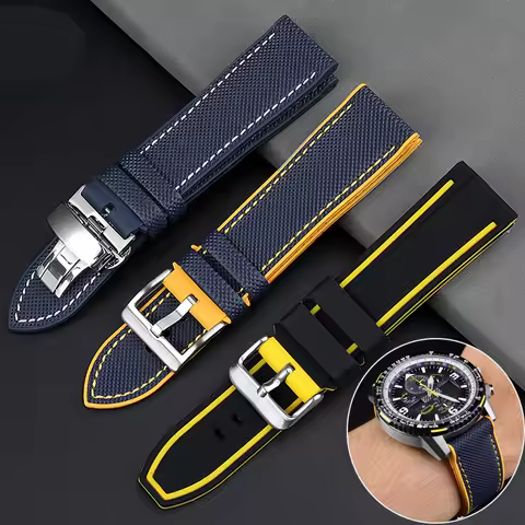 For Citizen Blue Angel watch strap second generation AT8020 JY8078 carbon fiber nylon Fluoro rubber 