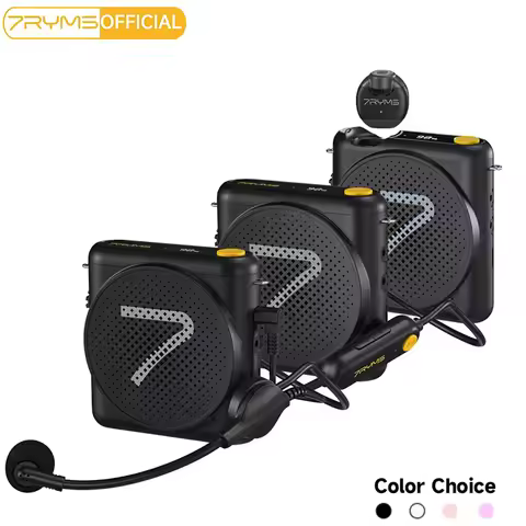7RYMS WA Wireless Megaphone Headset Lavalier Mic Speaker Denoise Voice Amplifier with LED Screen for