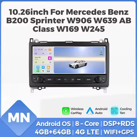 10.26 inch 4/8 Core car radio For Mercedes Benz B200 Sprinter W906 W639 A B Class W169 W245 Carplay 